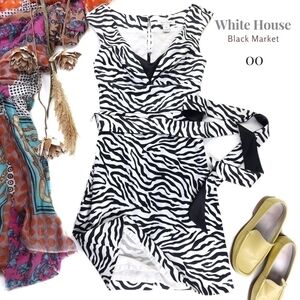White House Black Market Belted Zebra Print Dress Sz 00